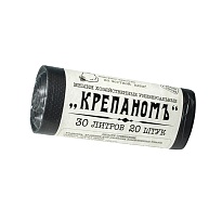 Мешки для мусора 30 л, черные, в рулоне 20 шт., ПНД, 7 мкм, 560х440 мм, Крепаномъ, 4607075710580 в Омске