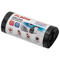 Мешки для мусора 20 л, черные, в рулоне 30 шт., ПНД, 8 мкм, 500х450 мм, LAIMA, 601376 в Омске