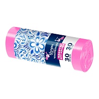 Мешки для мусора 30 л, розовые, в рулоне 30 шт., ПНД, 8 мкм, 560х480 мм, Узоры Чистоты, МУ3605 (ММЭ-30роз) в Омске