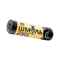 Мешки для мусора 30 л, черные, в рулоне 30 шт., ПНД, 7 мкм, 600х500 мм, ШМЕЛЬ, 4625 в Омске