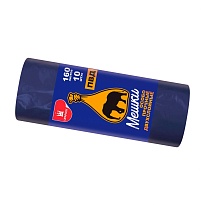 Мешки для мусора 160 л, синие, рулон 10 шт., ПВД, 35 мкм, 1100х900 мм, Уфа Пак, МВ1755 (МВ 160-10ср) в Омске
