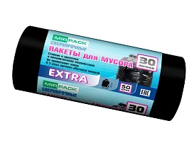 Мешки для мусора 30 л, ароматизированные, черные, в рулоне 50 шт., ПНД, 12 мкм, 600х500 мм, EXTRA, 3050500 в Омске