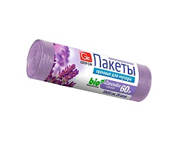Мешки для мусора 60 л, ароматизированные, Лаванда, сиреневые, в рулоне 20 шт., ПНД, 9 мкм, 650х550 мм, GRIFON Aroma, 101-023 La в Омске