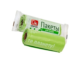 Мешки для мусора 30 л, биоразлагаемые, на втулке, зеленые, в рулоне 20 шт., ПНД, 12 мкм, 600х500 мм, GRIFON Bio, 100-031 в Омске