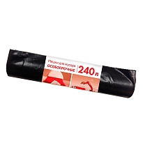 Мешки для мусора 240 л, черные, в рулоне 10 шт., ПВД 100 мкм, 1350х900 мм, Концепция Быта, 603887 в Омске