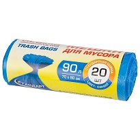 Мешки для мусора 90 л, синие, в рулоне 20 шт., ПНД, 14 мкм, 900х700 мм, LAIMA ULTRA, 607693 в Омске