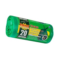 Мешки для мусора 20 л, биоразлагаемые, с ручками, черные, в рулоне 30 шт., ПНД, 10 мкм, 550х440 мм, Крепак, 4607075710047 в Омске