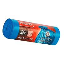 Мешки для мусора 160 л, синие, в рулоне 10 шт., ПВД, 21 мкм, 1200х870 мм, PACLAN Big&Strong, 604075 в Омске