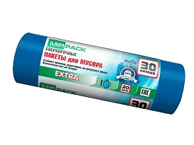 Мешки для мусора 30 л, ароматизированные, синие, в рулоне 20 шт., ПНД, 12 мкм, 600х500 мм, EXTRA, 3020501 в Омске