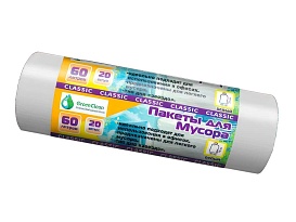 Мешки для мусора 60 л, белые, в рулоне 20 шт., ПНД, 7 мкм, 700х600 мм, MIRPACK Classik, 602052 в Омске