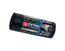 Мешки для мусора 120 л, двухслойные, синие, в рулоне 5 шт., ПВД, 45 мкм, 1100х700 мм, GRIFON EXTRA STRONG, 101-076 в Омске