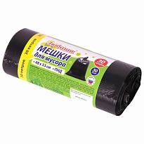 Мешки для мусора 30 л, черные, в рулоне 30 шт., ПНД, 7 мкм, 550х480 мм, Любаша, 608089 в Омске