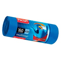 Мешки для мусора 160 л, с ушками, синие, в рулоне 10 шт., ПВД, 30 мкм, 1250х900 мм, PACLAN Multitop, 604064 в Омске