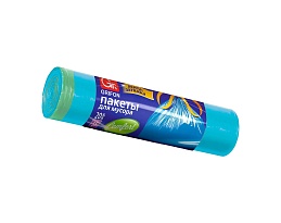 Мешки для мусора 35 л, с завязками, голубые, в рулоне 20 шт., ПНД, 12 мкм, 560х530 мм, GRIFON, 101-061 в Омске