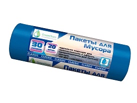 Мешки для мусора 30 л, синие, в рулоне 20 шт., ПНД, 7 мкм, 600х500 мм, MIRPACK Classik, 302041 в Омске