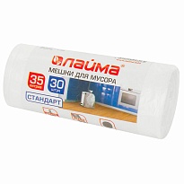 Мешки для мусора 35 л, белые, в рулоне 30 шт., ПНД, 6 мкм, 550х480 мм, LAIMA, 605538 в Омске