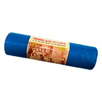 Мешки для мусора 100 л, с завязками, синие, в рулоне 10 шт., ПВД, 40 мкм, 840х670 мм, Концепция Быта Vitalux, 604933 в Омске