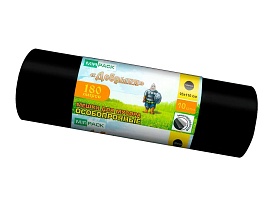 Мешки для мусора 180 л, ароматизированные, черные, в рулоне 10 шт., ПВД, 100 мкм, 1100х930 мм, Добрыня, Dob18010black в Омске