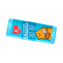Мешки для мусора 30 л, синие, в рулоне 30 шт., ПНД, 5 мкм, 560х480 мм, Эконом, МЭ3841 (ПМ-30-30) в Омске